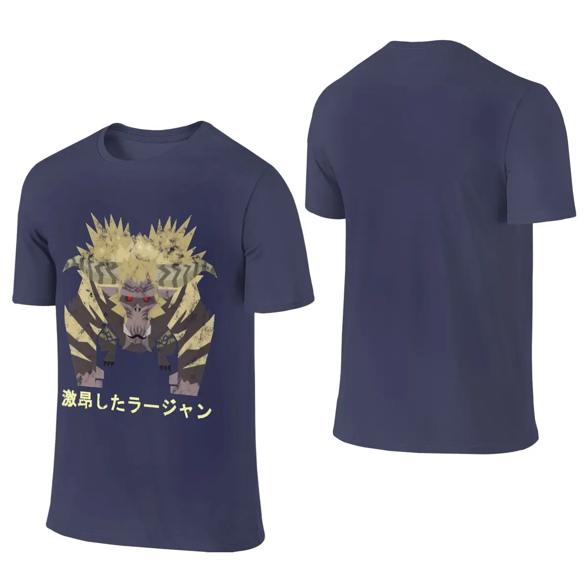 Monster Hunter World Iceborne Furious Rajang Kanji Couple Style Reversible T-shirt Street Trendy Cool   Men's T-shirts