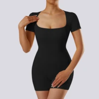 Women’s Yoga Short Sleeve Jumpsuits Slim Fit Stretch One Piece Playsuits Romper Basic Fitness  Sportswear For Women Yoga Clothes - Image 2