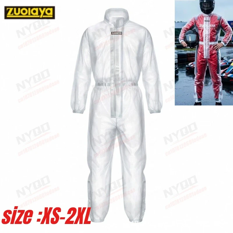 

ZUOLAYA One Piece Raincoat With Transparent Zipper Waterproof Soft Lightweight Dustproof Rainwear For Kart Racing Riding