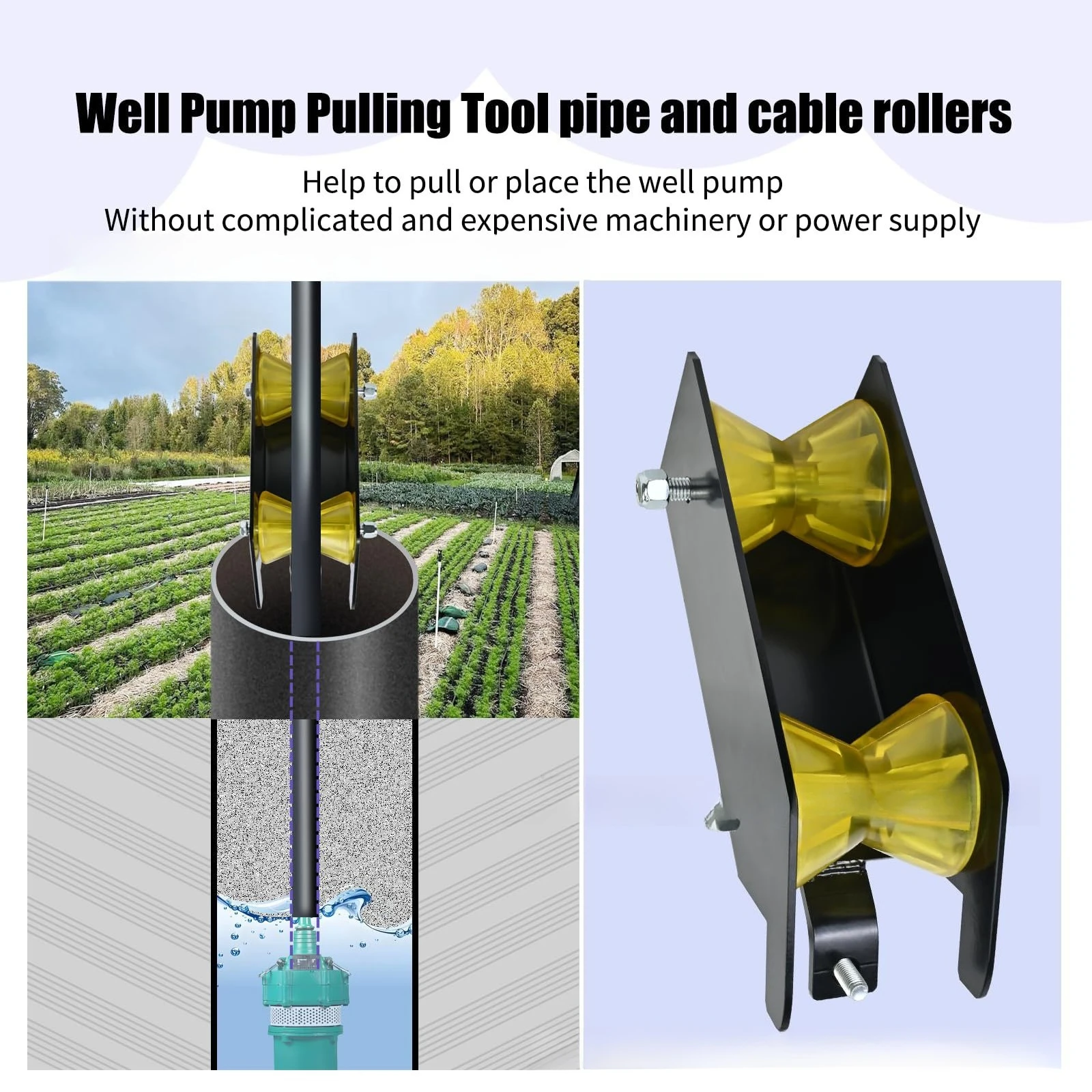 Well Pump Pulling Positioning Roller PE Pipe Hose Cable Guide Wheel Water Well Construction Accessory