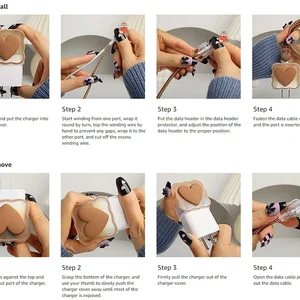 3D Cartoon Love Heart Charger Protector Kit, Cable Organizer, Cord Winder, Database Management, iPhone 14, 13 Pro Max, 18W, 20W 8 Main Sales Protector Iphone Charger - №7