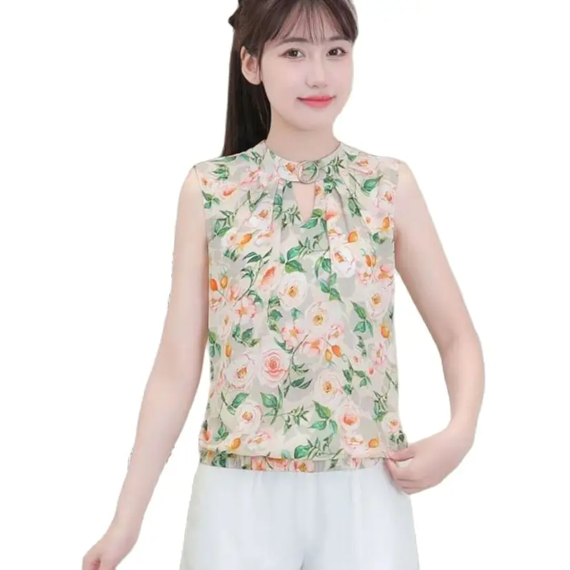 4XL Women Spring Summer Blouses Shirts Lady Fashion Casual Half Sleeve O-Neck Flower Printing Blusas Tops G2753