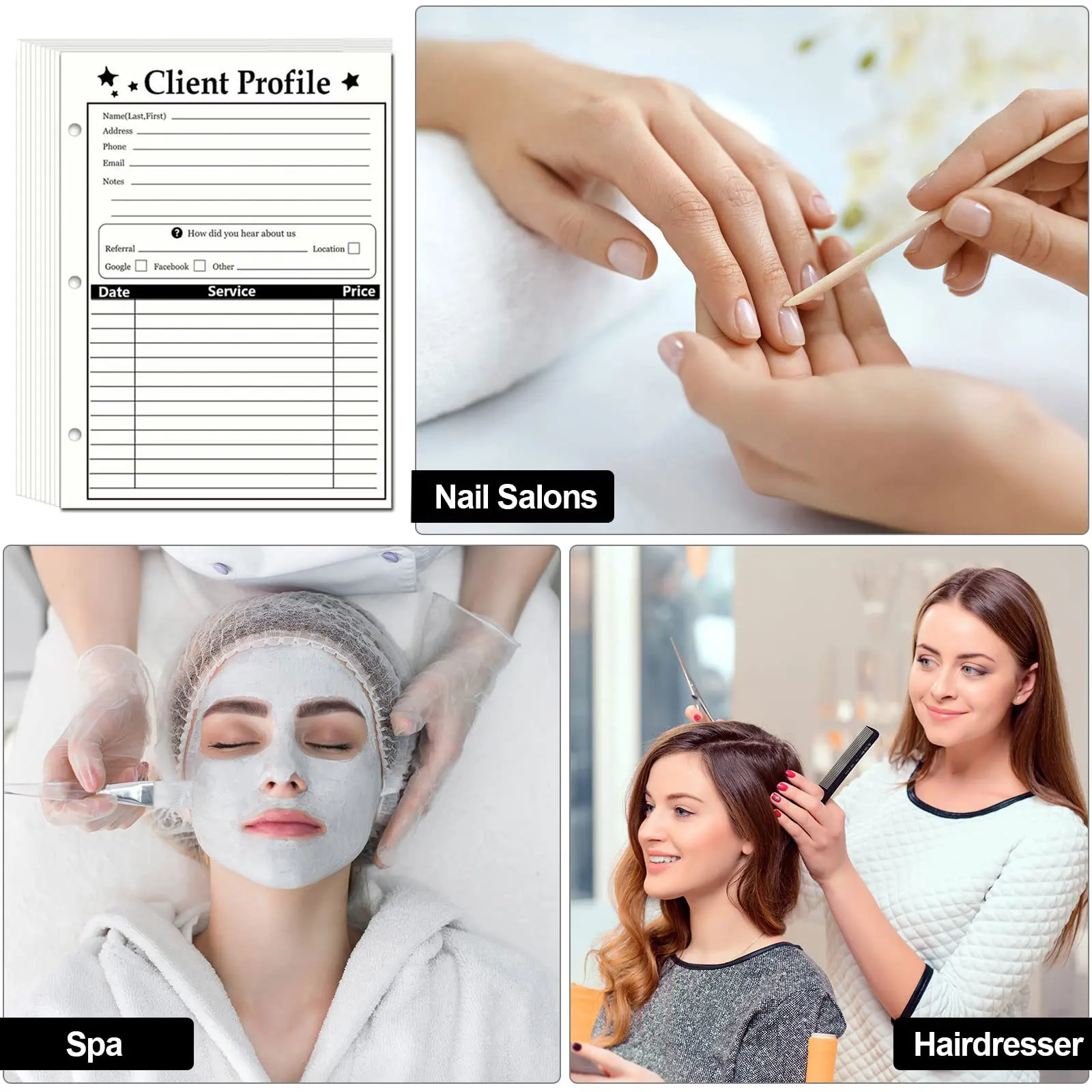 10 قطع من بطاقات بيانات العملاء، بطاقات بيانات العملاء ذات 3 فتحات، مناسبة لمصففي الشعر والصالونات وبطاقات العملاء لبيانات الأعمال السباية. #6