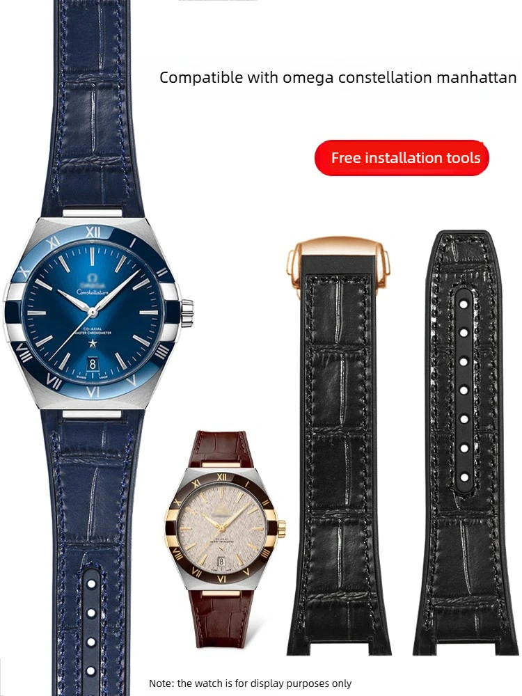 Genuine Leather Strap for Omega Constellation 131.13 Extreme Observatory Manhattan Cowhide Silicone Watch Strap Men