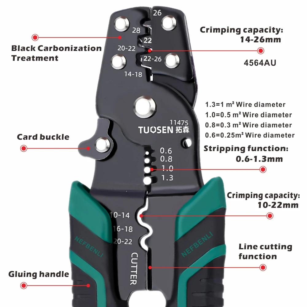 Multifunctional Crimping Pliers U-Type O-Type Crimp Terminal Connector 0.5-4mm Cable Clamp Pliers Electric Lug Wire Connector