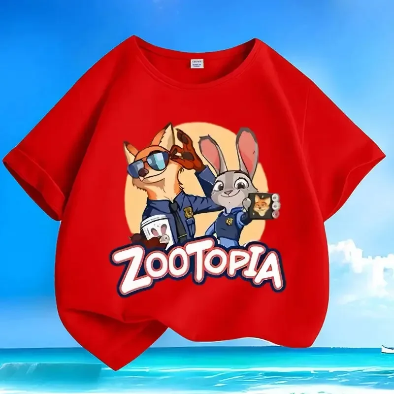 2025 Neues beliebtes Kinder-Cartoon-T-Shirt mit Hasen- und Fuchsmotiv - Rundhals-Oberteil mit Aufdruck, modisch und lässig - Kinderkleidung – Detail 4