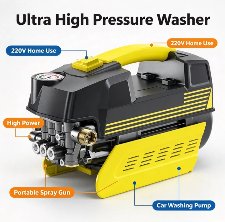 Super High Pressure Car Washer220V Household Water Pump High Power Portable Water Gun Electric Cleaning Machine For Home Washing