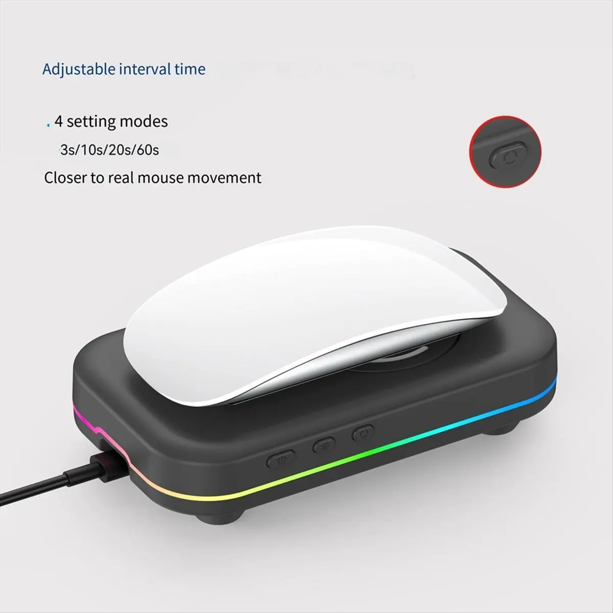 AU47-Mouse Mover Jiggler On/Off Switch Mouse Shaker 4 Modes Mouse Moving Device Type-C Port Keeping PC Active & Secure