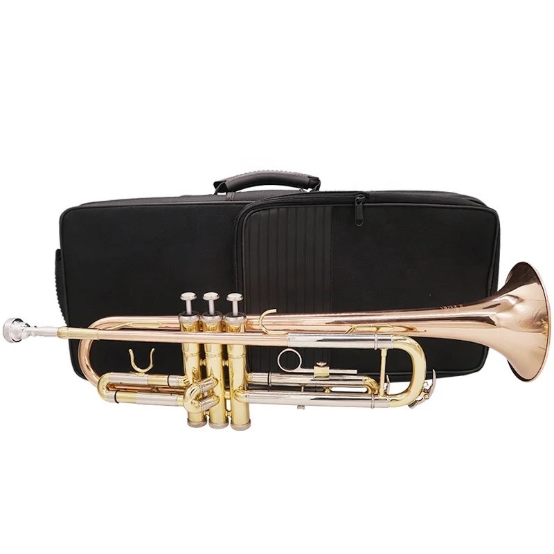 

Hooqu Playing Grade B Flat Professional Three-tone Trumpet Phosphor Copper Gold