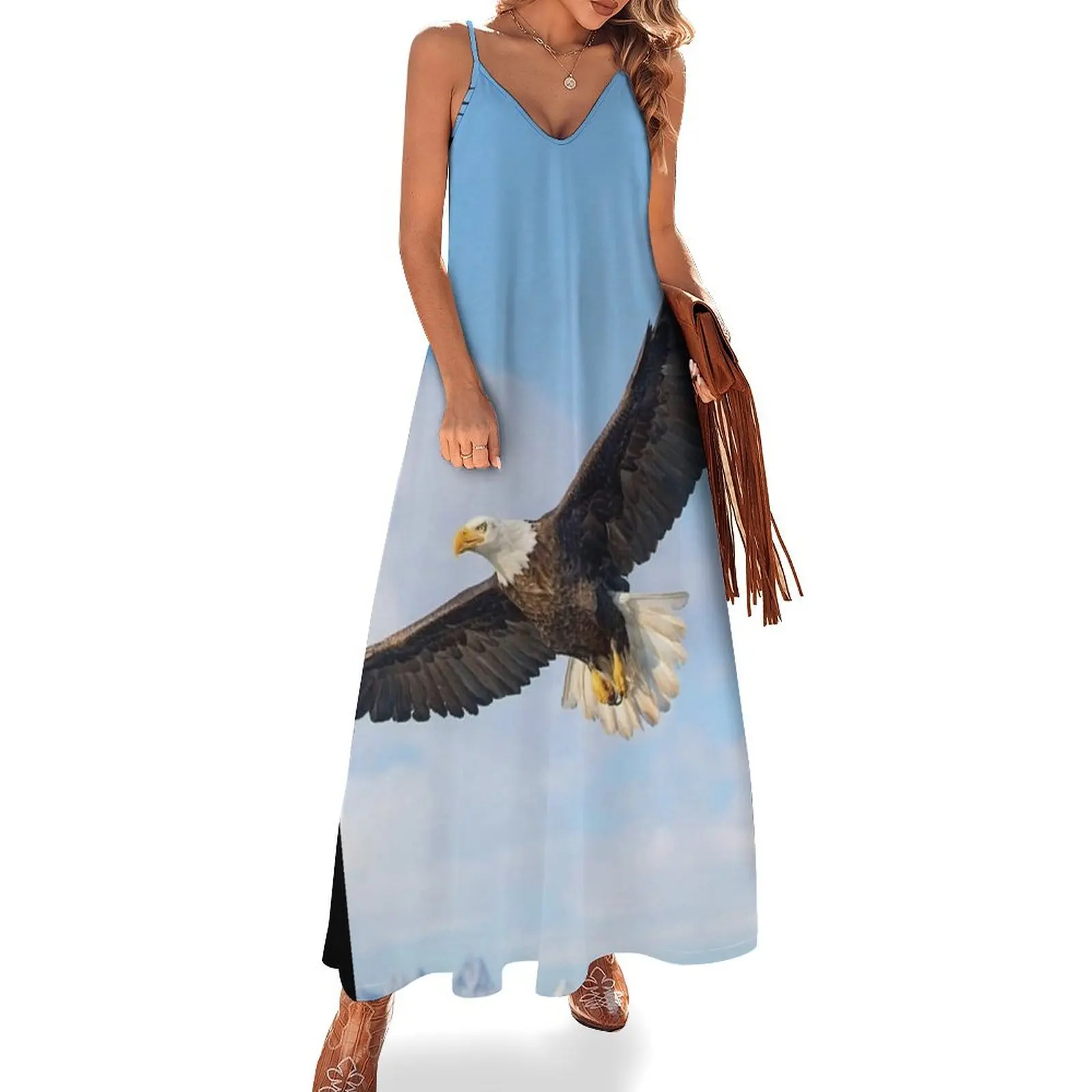 

Soaring American Bald Eagle - USA Sleeveless Long Dress women clothes dress for women summer beach outfits for women Dress