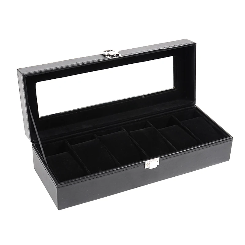 2023 Black New PU Leather  Watch Box 6/10/12 Girds Watch Case Storage Box Watch Holder Box Organizer Watch Display Box