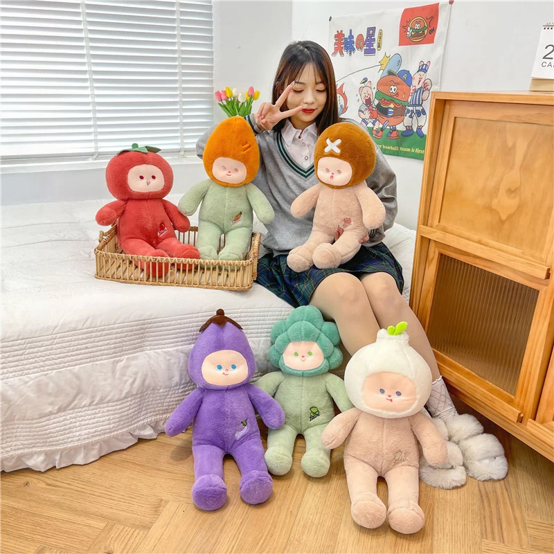 

Kawaii Stuffed Doll Cartoon Vegetable Baby Plush Toy for Kids Birthday Xmas Gift Soft Cuddly Baby Sleep Companion