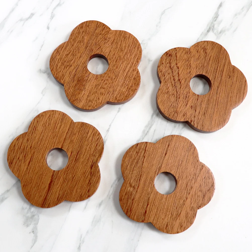 

4Pcs Rosewood Coaster Set Natural Wood Cup Pads Heat Resistant Table Mat for Home Kitchen Hotel Decor Drink Protector