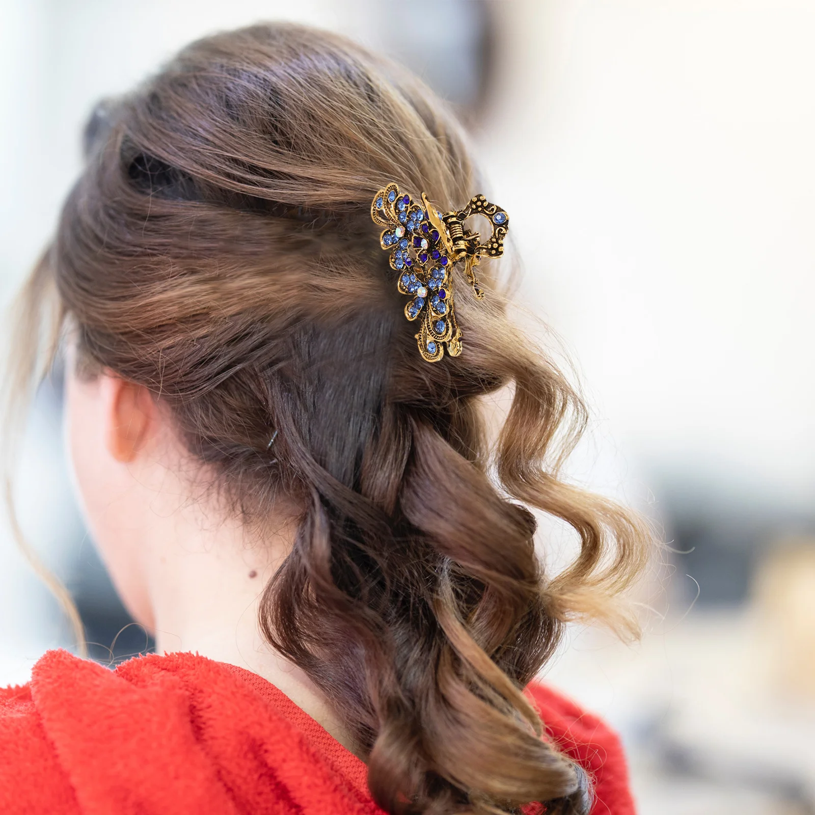 

2Pcs Retro Flower Hair Claw Clip Set Rhinestone Embellished Metal Jaw Clamps for Women Everyday Wear Elegant Hair