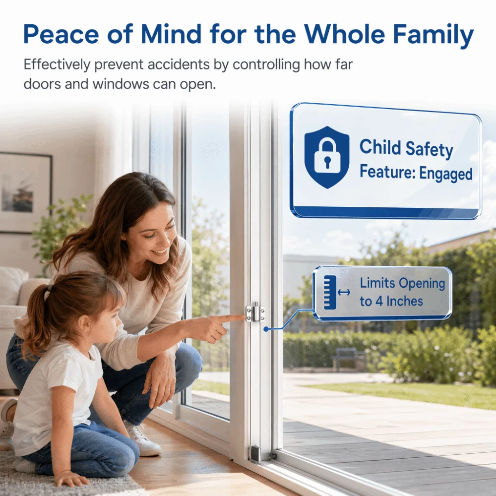 Security Zinc Alloy Sliding Window Lock Baffle Free Durable Window Limit Lock Home Security Lock Balcony