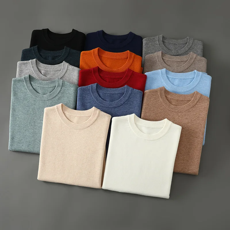 Men Cashmere Pullover O-Neck Sweater Autumn Winter Warm Solid Color Knitted Sweater Business Casual Long Sleeve Tops Pull Hommes - view 6