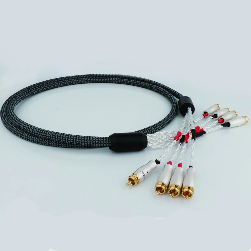 Preffair Cable de Audio RCA de alta fidelidad Cable de interconexión RCA a RCA 2 en 2 salidas RCA enchufe chapado en oro Cable de Audio de fiebre de alta fidelidad