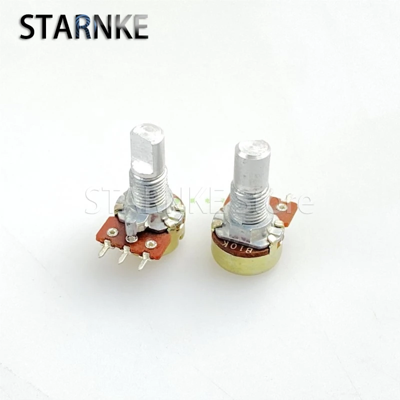 2PCS 12 Type 3-Pin Single B10K Speaker Amplifier Volume Potentiometer D Shaft 15MM For Treble And Bass Adjustment Potentiometer