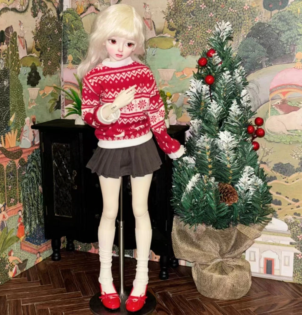 

Одежда для кукол BJD 60/45/30 см, 1/3, 1/4, 1/6: Красное платье с высоким воротом и длинными рукавами для девочек, игрушка, подарок, аксессуары для кукольного домика