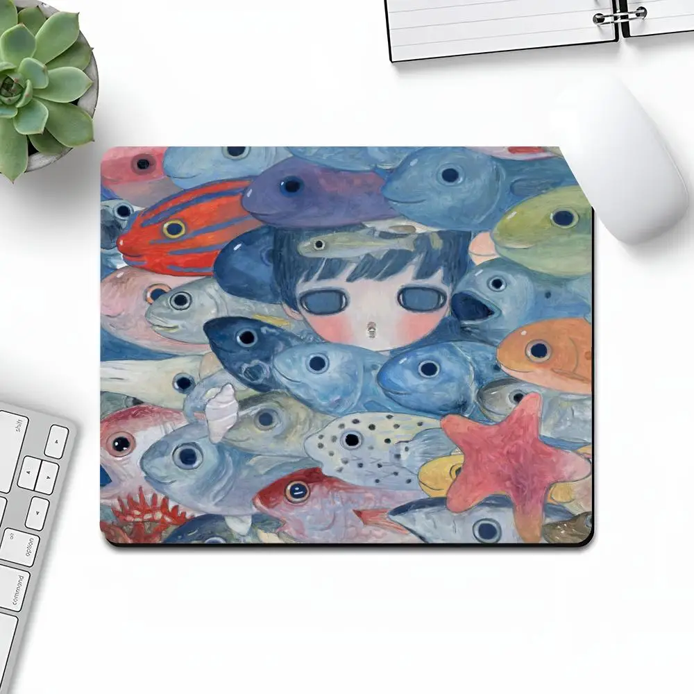 Aya Takano Mouse Pad Art Gaming Gamer Small Rubber Manga Locking Edge Large Computer MousePad Laptop Desk Pad