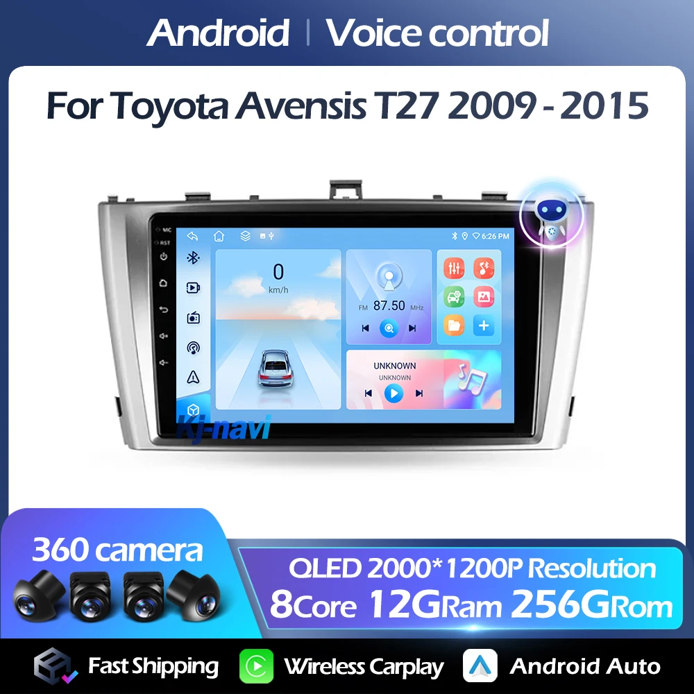 

Автомобильный радиоприемник Android 14 для Toyota Avensis T27 2009-2015 QLED мультимедийный плеер FM Carplay Авто 4G WIFI GPS 5GWIFI Голосовое управление