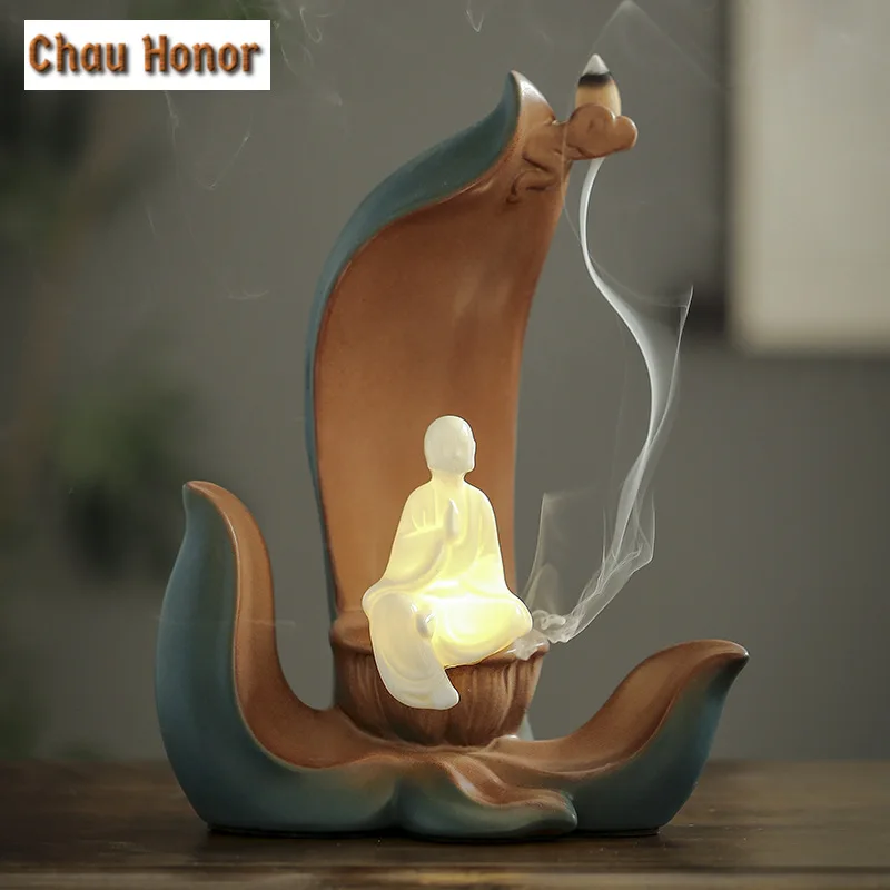 

Lotus Backflow Lamp Circle Sandalwood Incense Holder Creative Buddha Plate Incense Burner Smell Distributor Tea Items Ornaments