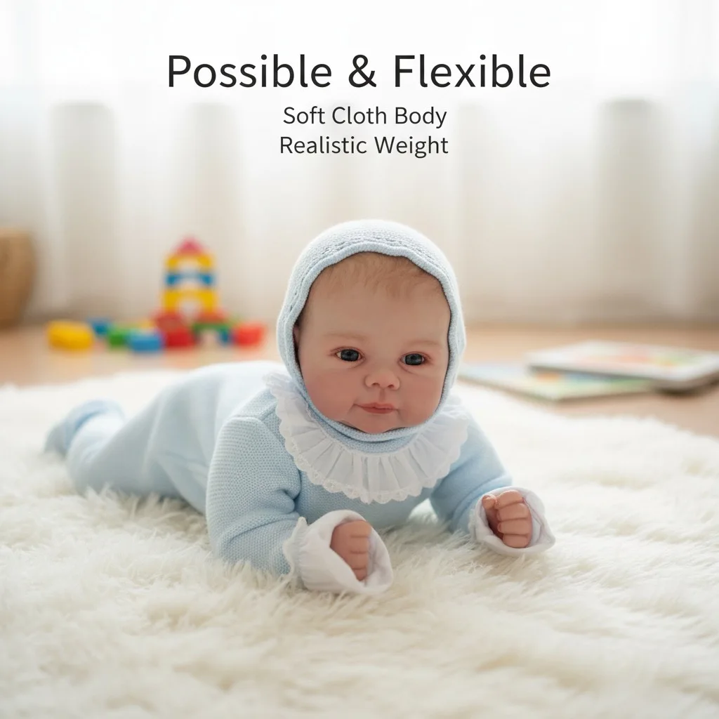 

A Snuggly Surprise: Handmade 19-inch Reborn Doll in Cozy Blue Knit, The Ultimate Holiday Gift for a Child