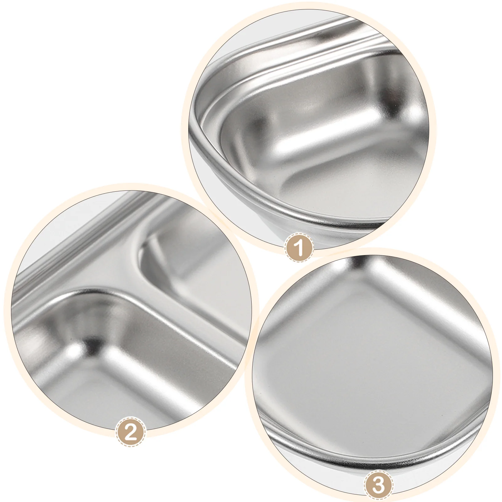 

2pcs Pet Feeding Tray Stainless Steel 201 Grade Multi-grid Fodder Plate Durable Dog Cat Food Sectioned Plates Accessories