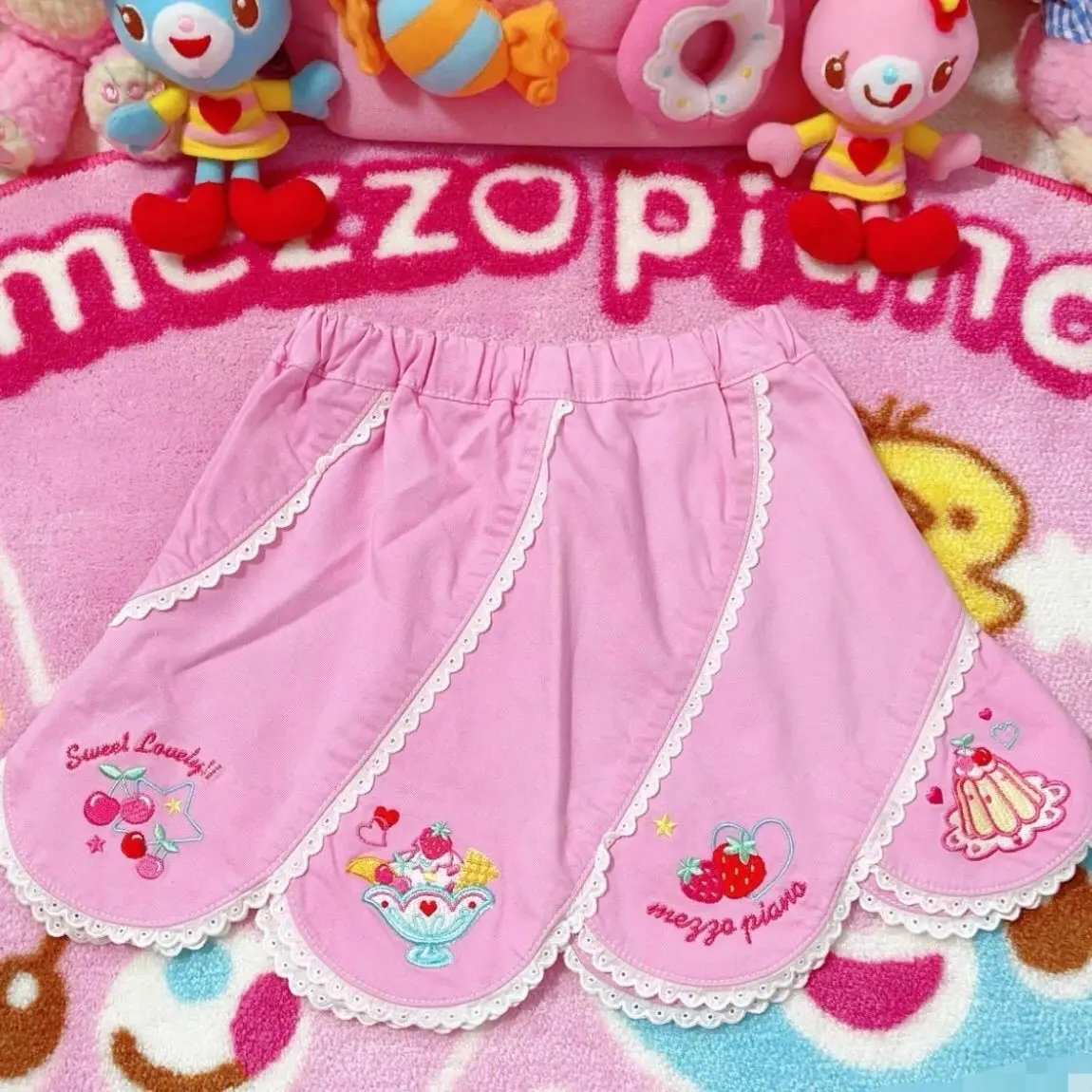 Japanese Cartoon Mp Embroidery Sweet Daughter Clothing Summer New All Match Lace Edge Cake Mini Skirt Cute Y2k Pink Skirt