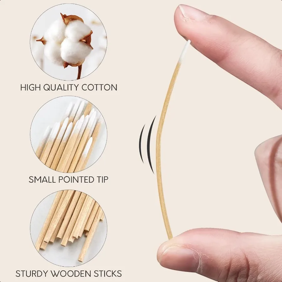 Tamponi di cotone a punta da 800 pezzi con custodia Tamponi di cotone con punta di precisione con bastoncini di legno Tamponi di cotone per microblading da 4 pollici Mi
