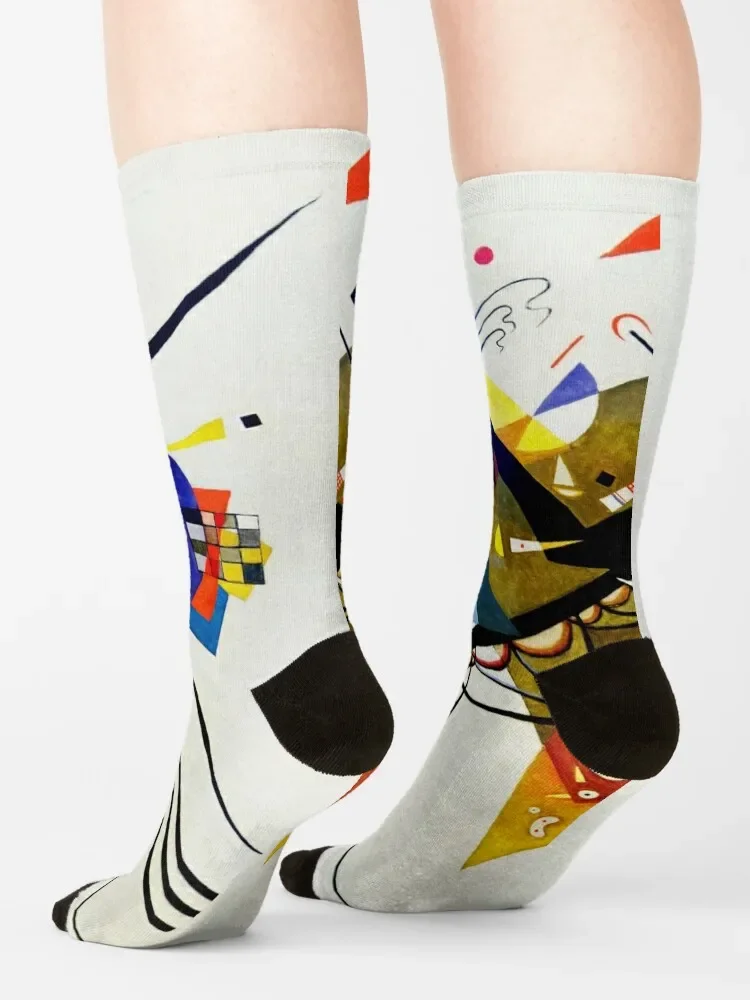 Calcetines tobilleros antideslizantes para hombre y mujer, medias de fútbol con diseño de Auf Weiss II, ideas de regalo de San Valentín, en blanco, por Wassily Kandinsky