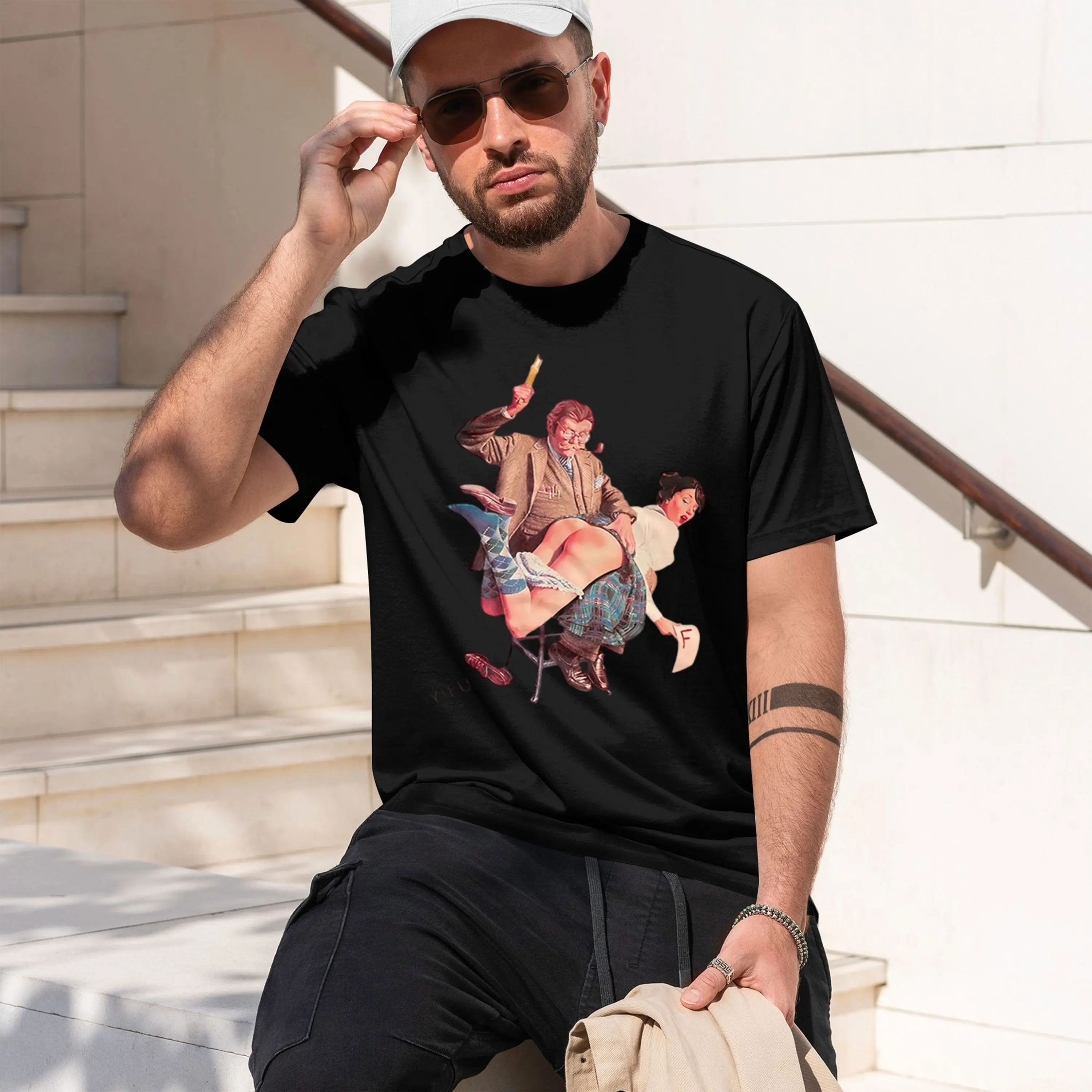 Retro Vintage Style Men's T-Shirt Class Pin Up Print Summer Casual Wear Gift For Him 2026 New Model Short-sleeve crewneck TShirt