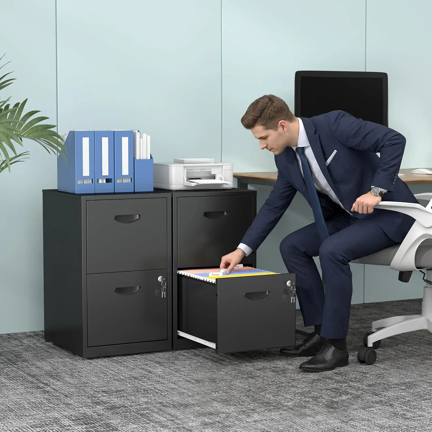 2 Drawer File Cabinet with Lock, Metal Filing Cabinet for Home Office, Customized