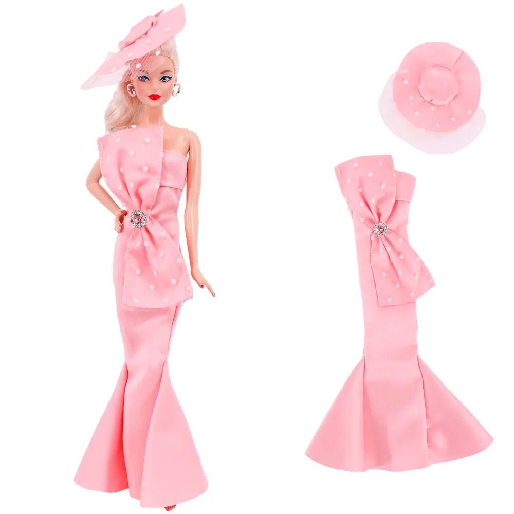 Vestido con capucha para fiesta de cena, traje de Barbies + sombrero, accesorios de ropa para muñecas, trajes de boda para Barbies de 11,8 pulgadas