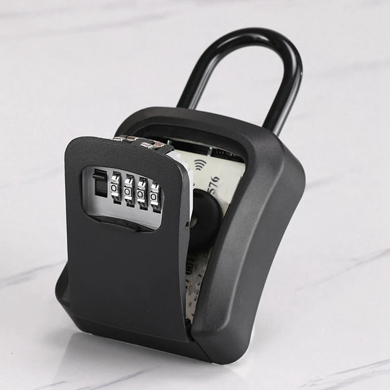 Outdoor Password Key Boxs Extended Locking Hook Steel Wire Hanging Key Storage Waterproof Key 4 Digit Code Box Easy To Use Grey