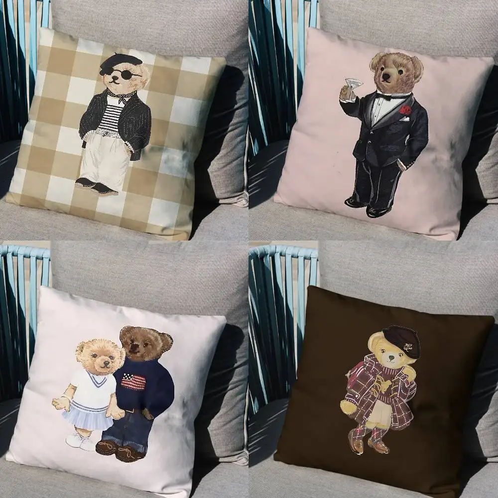 

USA ART Furry Bear Polo Pillow Case Pillow Case Living Room Sofa Cushion Cover Suitable For Home Bedroom Room Decoration