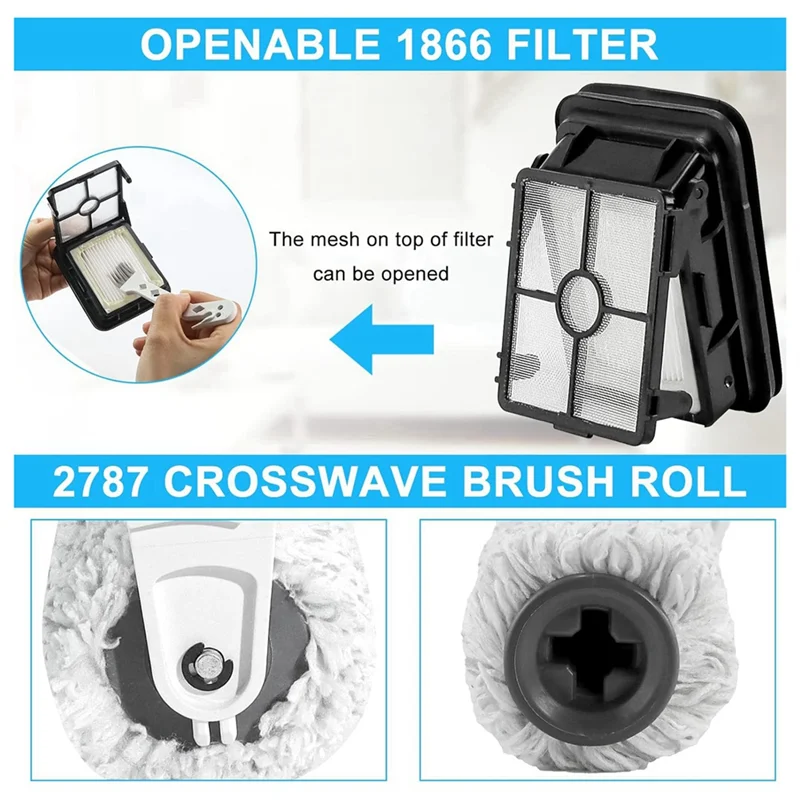 

ABGH-Replacement Parts For Bissell Crosswave Cordless Max 2554 2554A Series Multi-Surface Brush Rolls 2787 Filters 1866