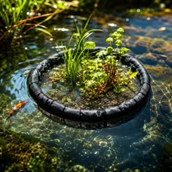 Red de protección flotante para plantas con borde acolchado