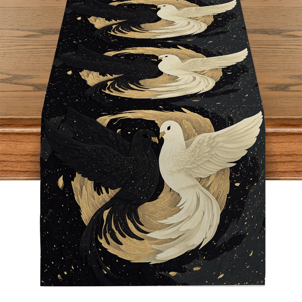 Round Eagle Bird Table Runner Kitchen Dining  Table Decoration for Indoor Outdoor Home Table Runners Washable Dining Long Cloth