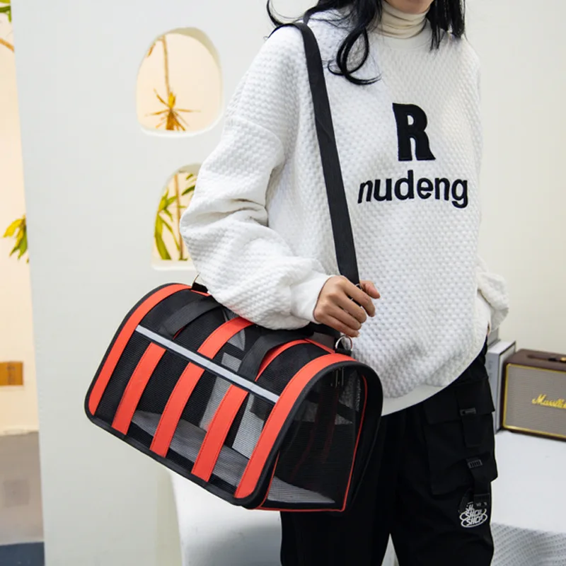 Pet Carrier Shoulder Breathable Security Bag Transport Cat Mesh Foldable Cats Handbag Outdoor Travel Portable Transport for Cats