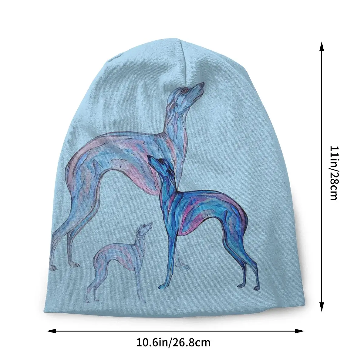 Three Beautiful Blue Geryhound Greyhounds Dog Cap Men Women Paragraph Beanie Warm Pullover Slouch Hiphop Thin Unisex