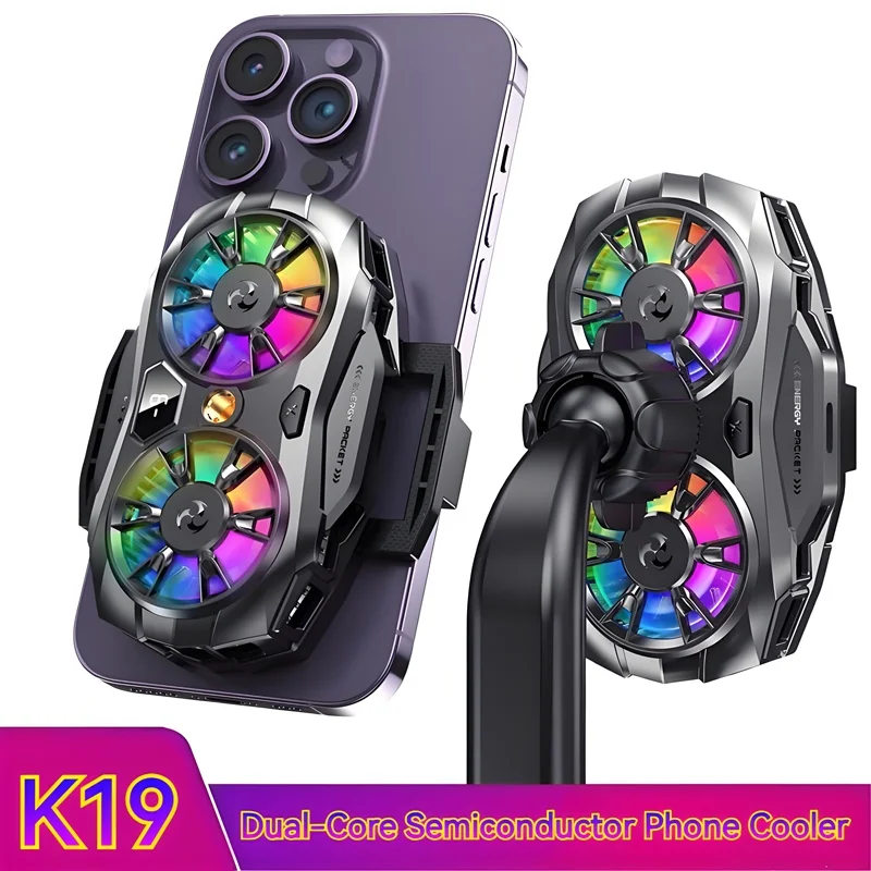 K19 Semiconductor Phone Cooler Radiator,Digital Temperature Display, Works with iPhone 16 15 Pro Max, Samsung for Gaming Cooling