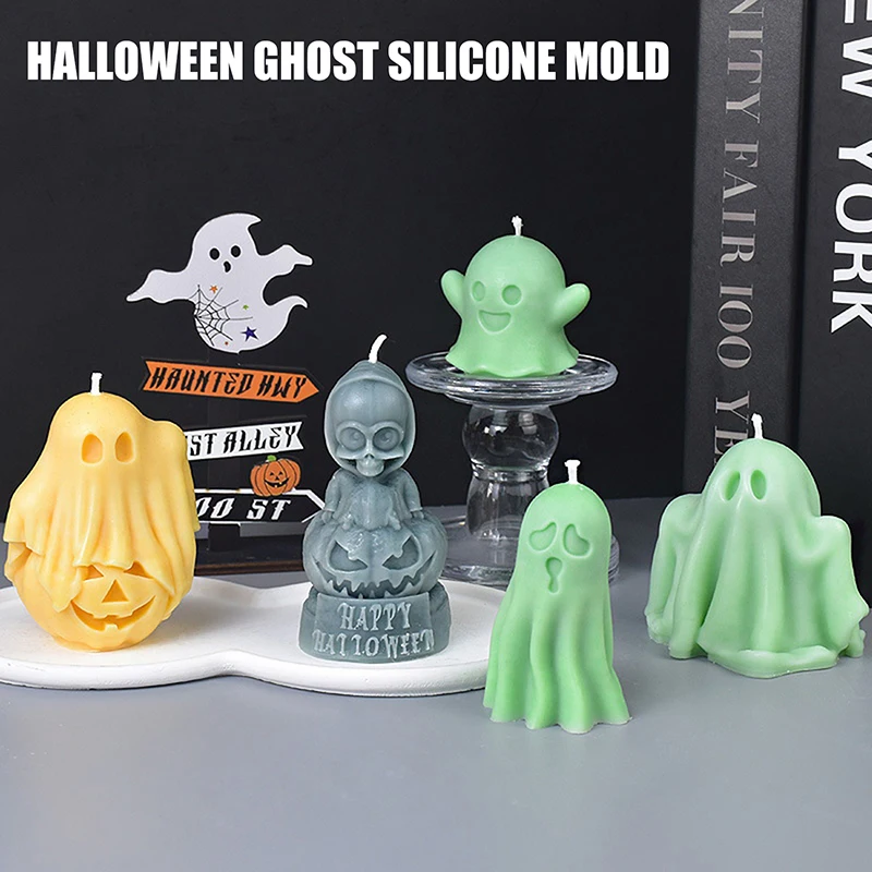 

Ghost Aromatherapy Candle Halloween Silicone Mold DIY Pumpkin Shaped Creative Ornament