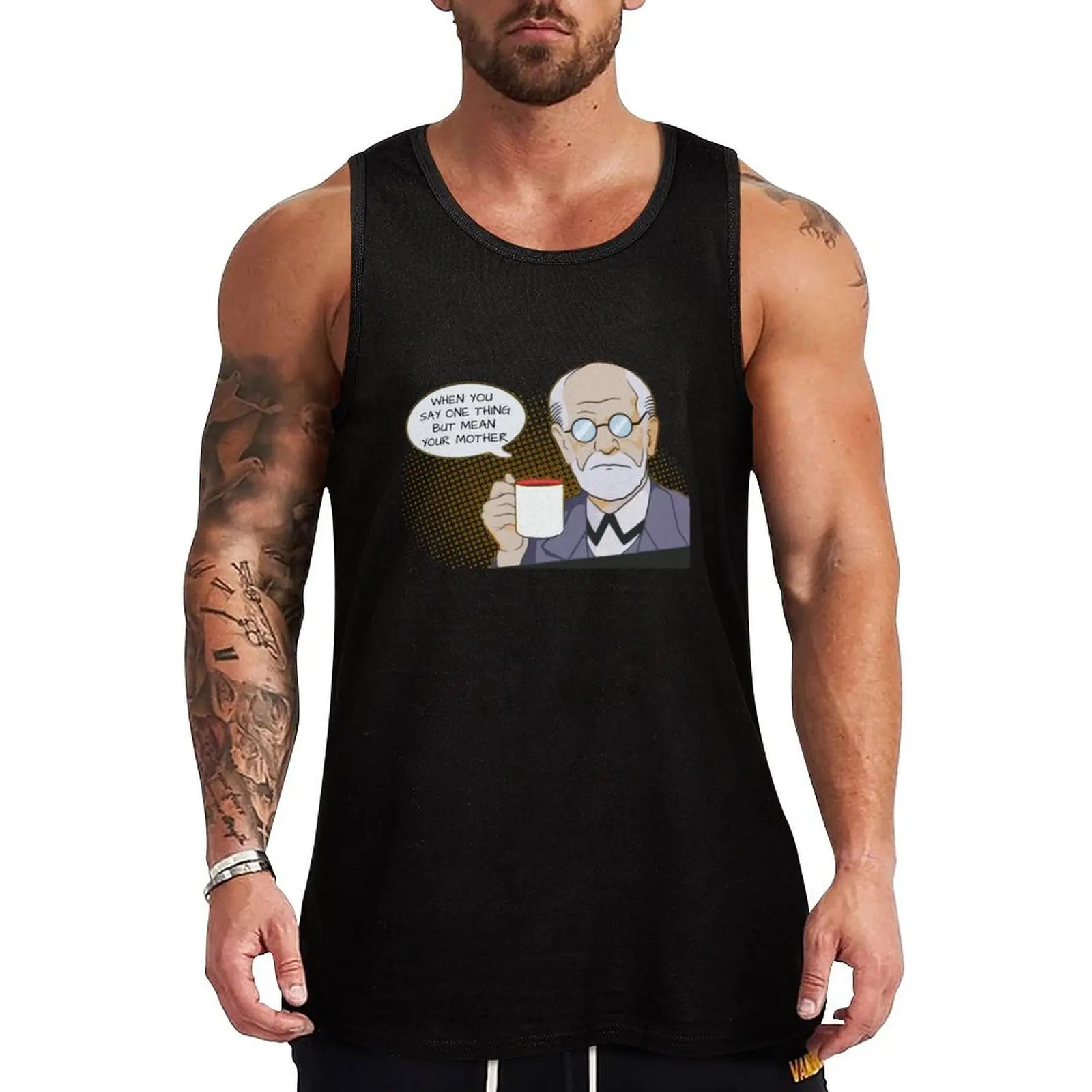 Freud - Psychology Design Tank Top gym wear men summer 2025 gym top Men's summer t-shirt