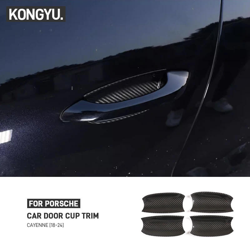 

For Porsche Cayenne 2018-2024 Carbon Fiber Car Exterior Door Handle Bowl Cover Trim Garnish Sticker Anti Scratch Accessories