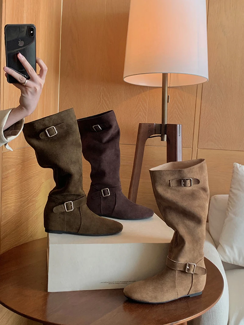 

Женские полусапоги из овчины на осень-зиму с ремешком, из бархатного материала, с внутренней танкеткой, молодежный размер