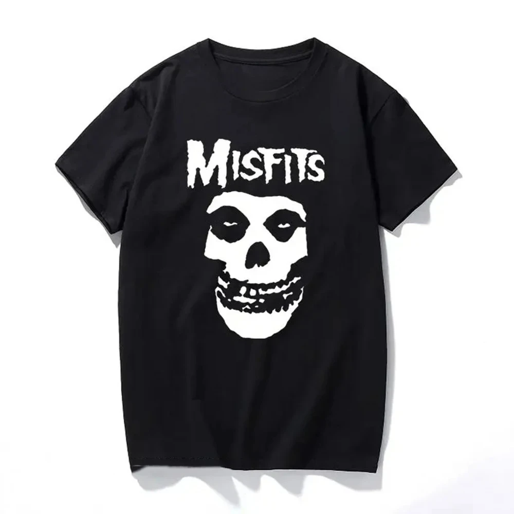 New Woman Hip-Hop Style Punk Skull Misfits Printed Short-Sleeve T-Shirt Cool Design Fashion Harajuku Kawaii T-shirt Y2K Clothing