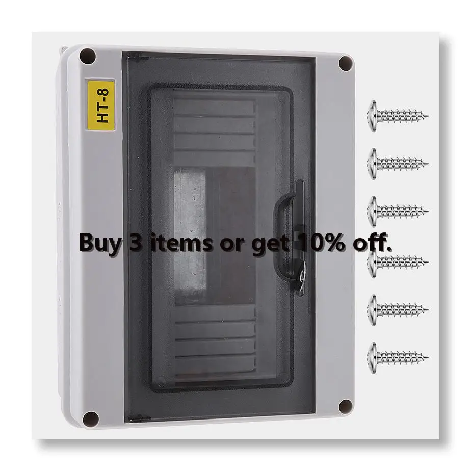 ●HT-8 Way IP65 Mcb Breaker Box Distribution Protection Box ABS Power Electronic Din Rail Enclosure for Circuit Breaker