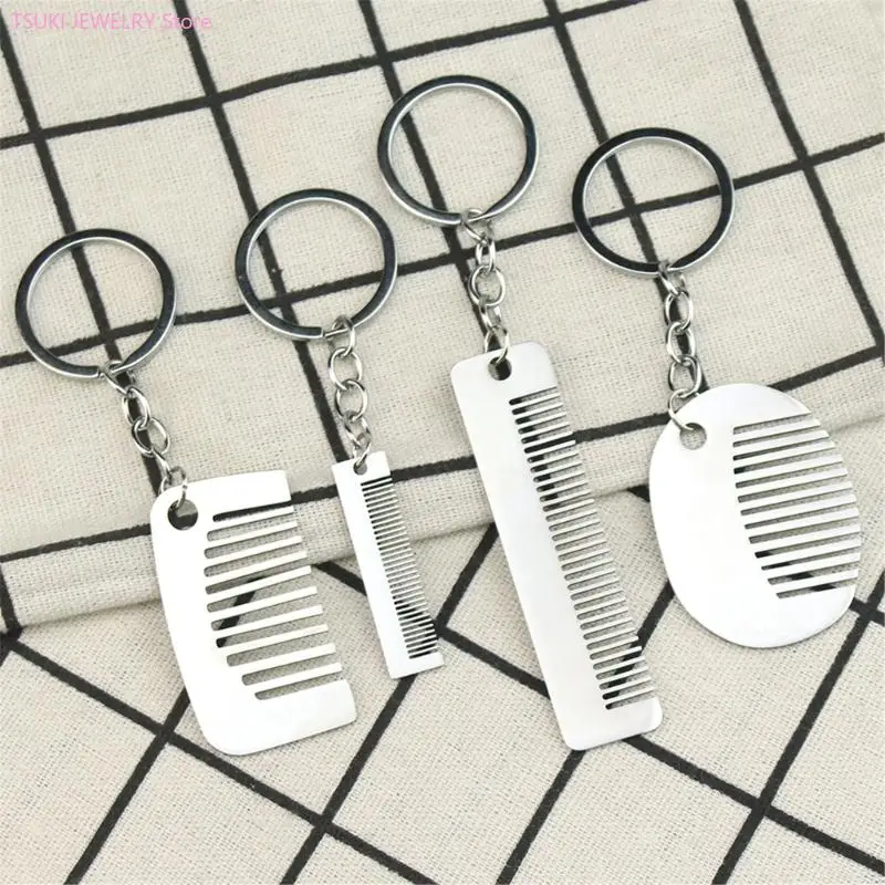 

62KE Fashionable Hair Comb Keyring Lightweight Titaniums Steel Jewelry for Daily Use