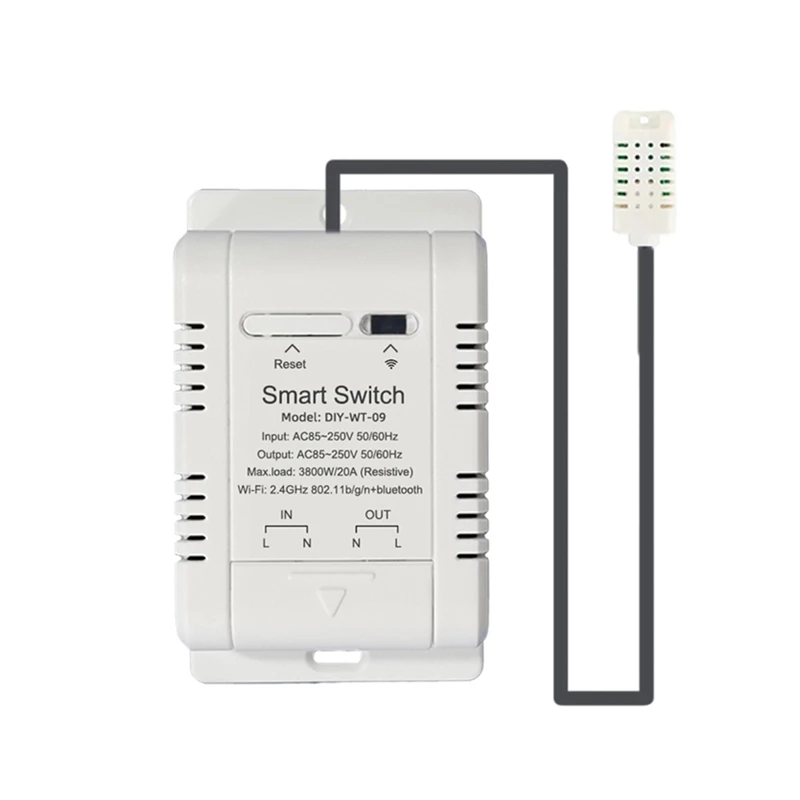 

Wifi Smart Temperature And Humidity Switch With 1M Sensor Ewelink 20A Temperature Humidity Switch Supports Voice Control